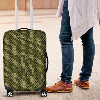 Knit Green Camo Camouflage Print Luggage Cover Protector
