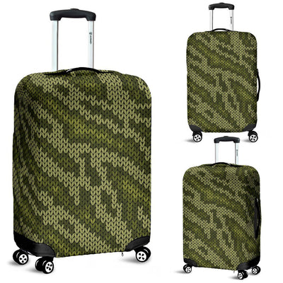Knit Green Camo Camouflage Print Luggage Cover Protector