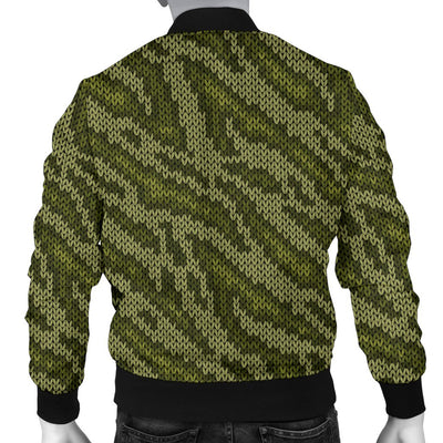 Knit Green Camo Print Men Casual Bomber Jacket