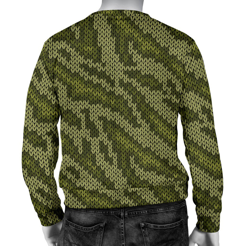 Knit Green Camo Print Men Crewneck Sweatshirt