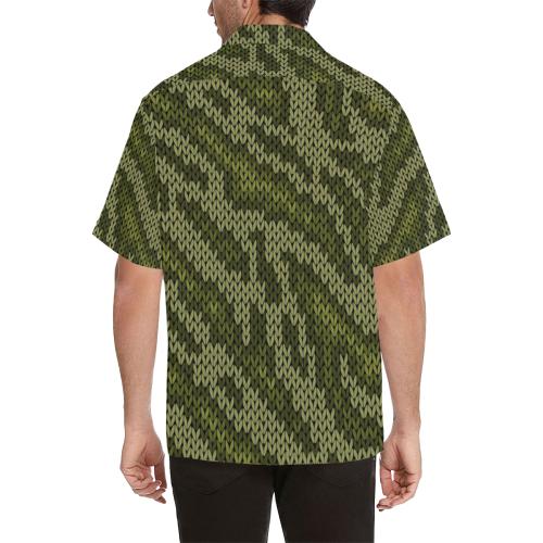 Knit Green Camo Print Men Hawaiian Shirt