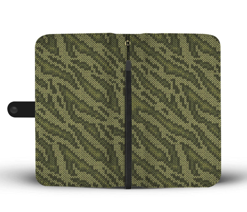 Knit Green Camo Camouflage Print Wallet Phone Case