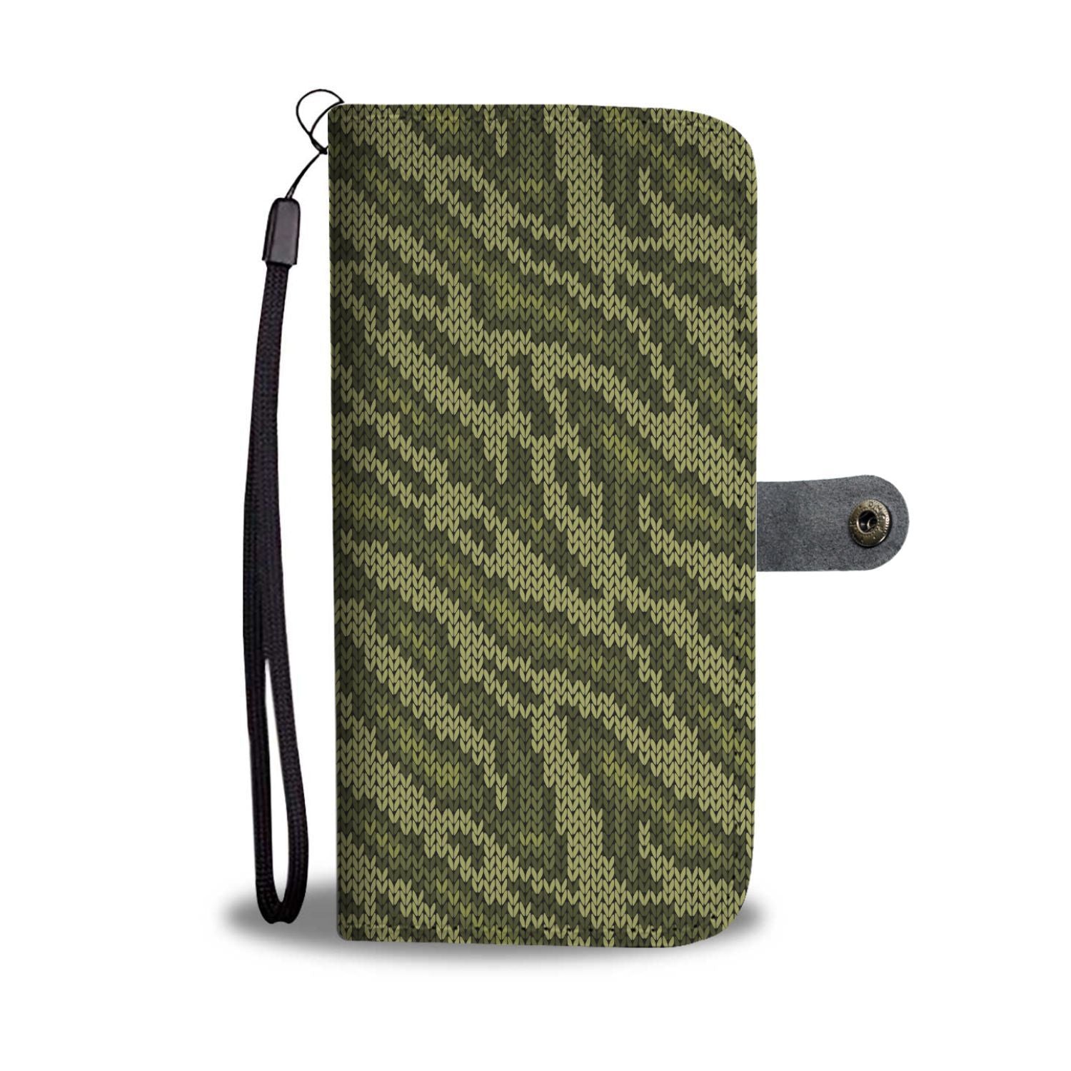 Knit Green Camo Camouflage Print Wallet Phone Case