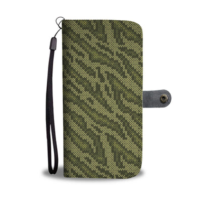 Knit Green Camo Camouflage Print Wallet Phone Case