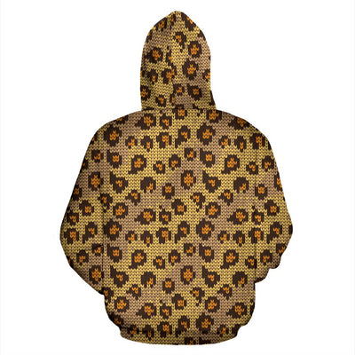 Knit Leopard Print All Over Print Hoodie