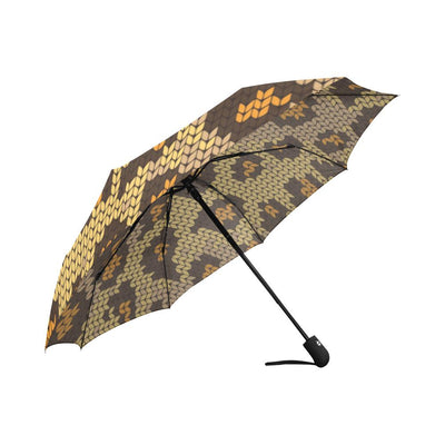 Knit Leopard Print Automatic Foldable Umbrella