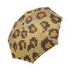 Knit Leopard Print Automatic Foldable Umbrella