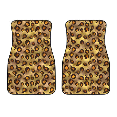 Knit Leopard Print Car Floor Mats