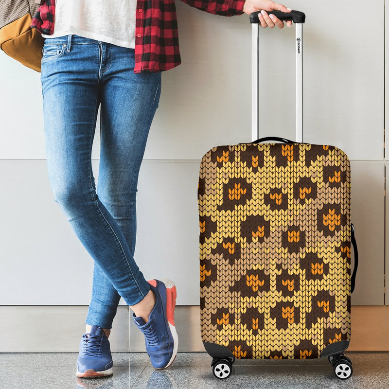 Knit Leopard Print Luggage Cover Protector