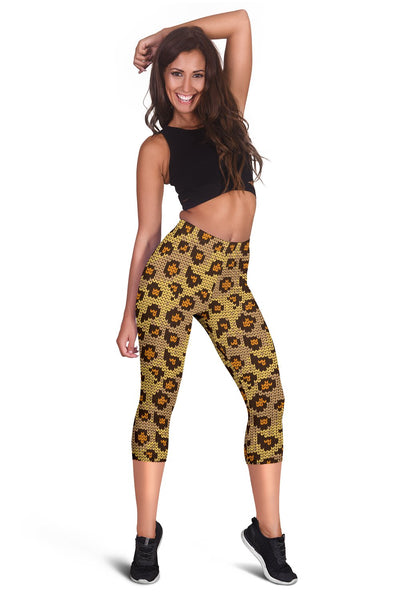 Knit Leopard Print Women Capris