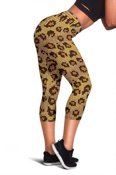 Knit Leopard Print Women Capris