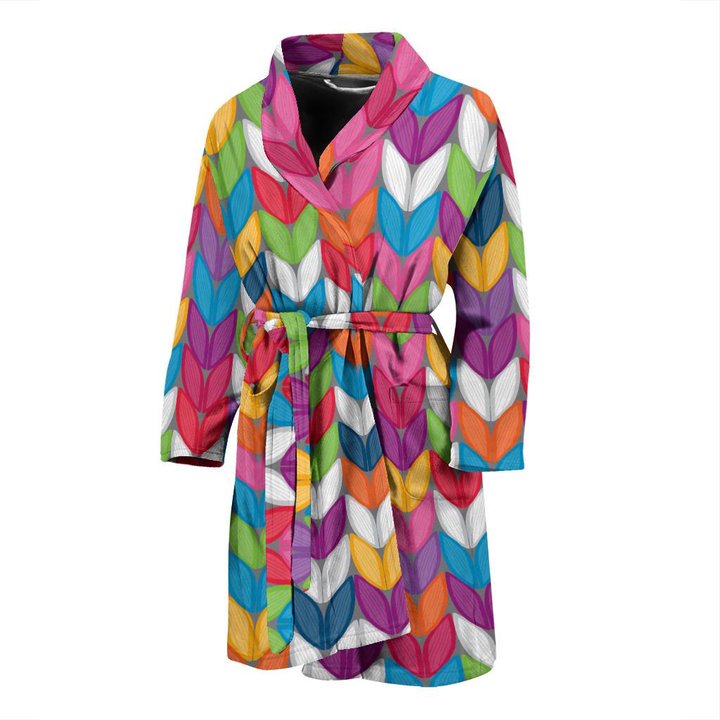 Knit Pattern Print Design 01 Men Bathrobe-JORJUNE.COM