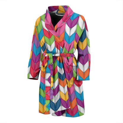 Knit Pattern Print Design 01 Men Bathrobe-JORJUNE.COM