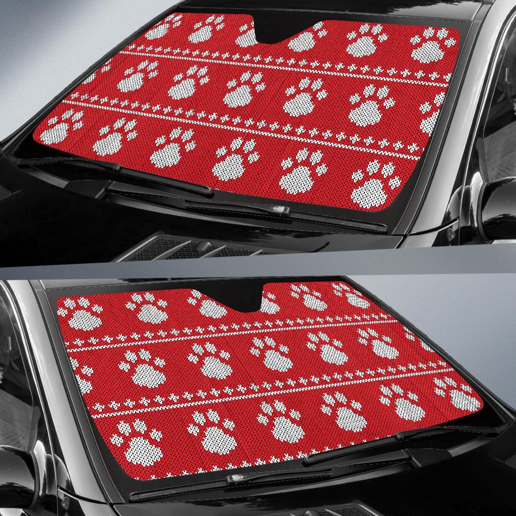 Knit Paw Pattern Print Design 03 Car Sun Shades-JORJUNE.COM