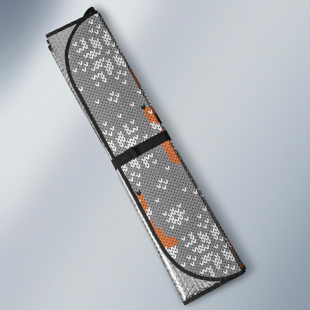 Knit Red Fox Pattern Print Design 02 Car Sun Shades-JORJUNE.COM