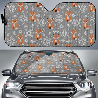 Knit Red Fox Pattern Print Design 02 Car Sun Shades-JORJUNE.COM