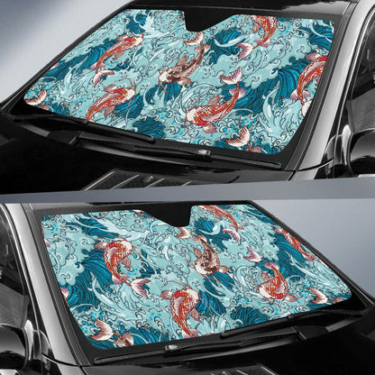 KOI Fish Pattern Print Design 05 Car Sun Shades-JORJUNE.COM