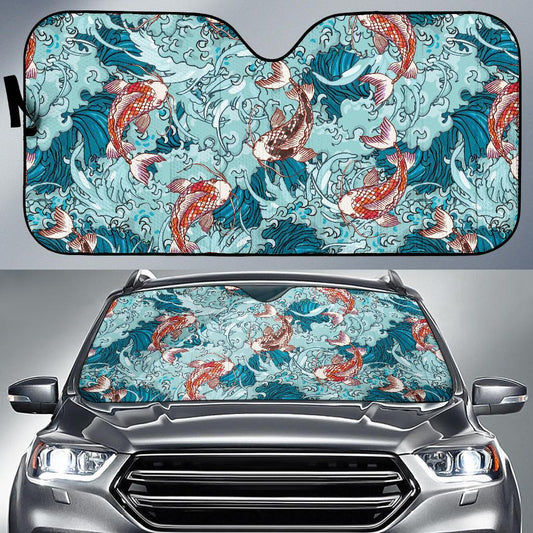 KOI Fish Pattern Print Design 05 Car Sun Shades-JORJUNE.COM