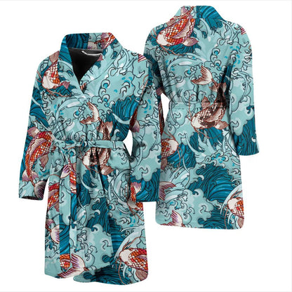 KOI Fish Pattern Print Design 05 Men Bathrobe-JORJUNE.COM