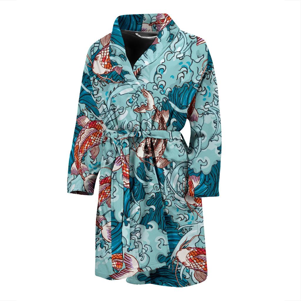 KOI Fish Pattern Print Design 05 Men Bathrobe-JORJUNE.COM