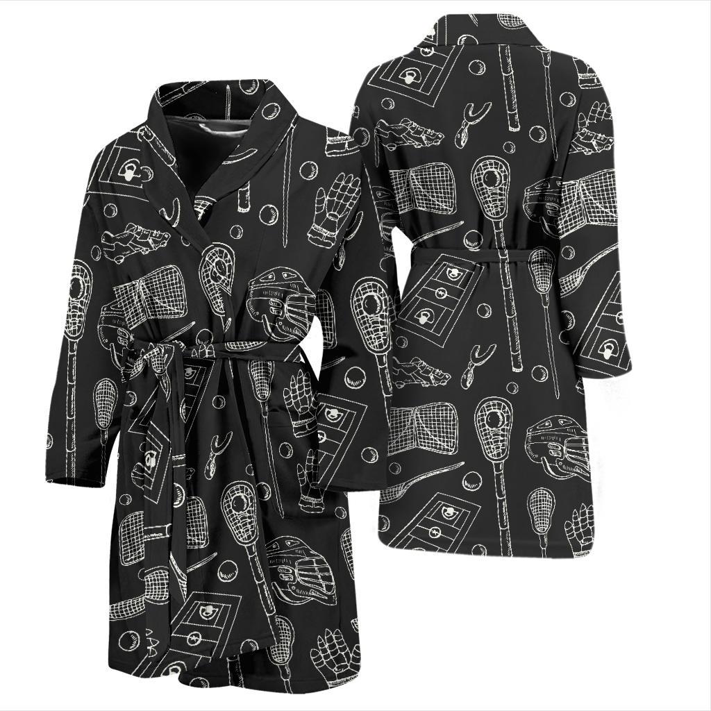 Lacrosse Pattern Print Design 01 Men Bathrobe-JORJUNE.COM