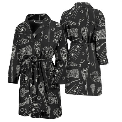Lacrosse Pattern Print Design 01 Men Bathrobe-JORJUNE.COM