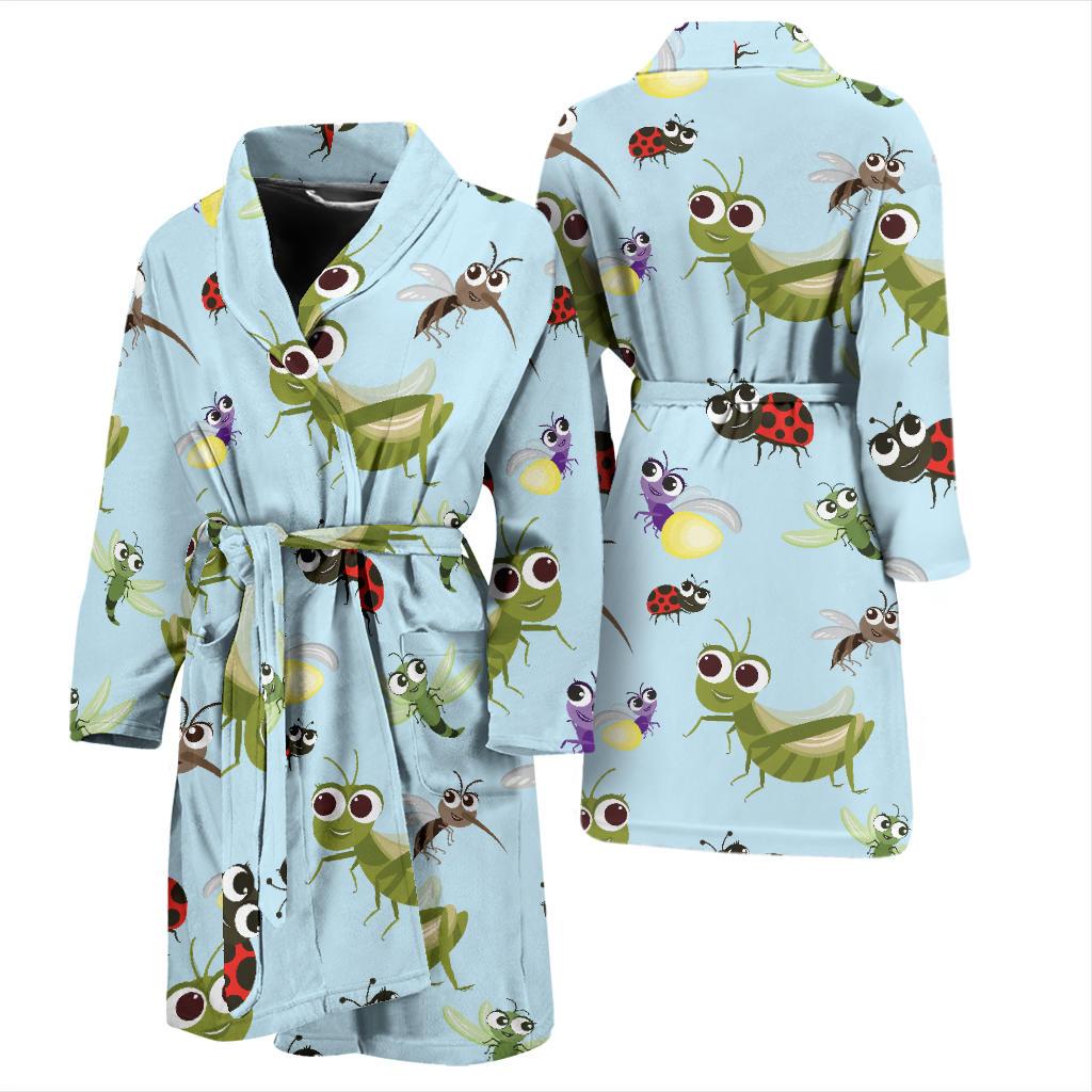 Ladybug Pattern Print Design 01 Men Bathrobe-JORJUNE.COM