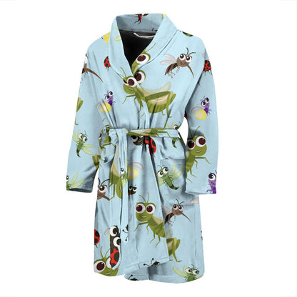 Ladybug Pattern Print Design 01 Men Bathrobe-JORJUNE.COM