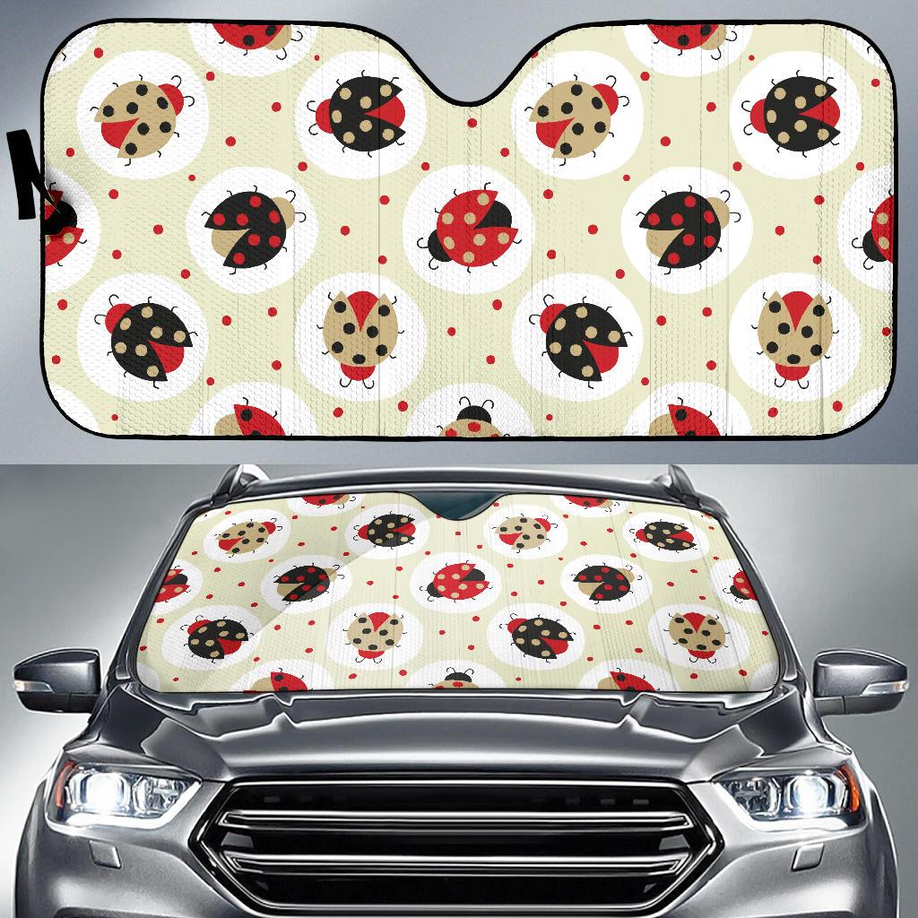 Ladybug Pattern Print Design 03 Car Sun Shades-JORJUNE.COM