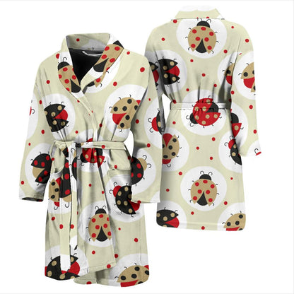 Ladybug Pattern Print Design 03 Men Bathrobe-JORJUNE.COM