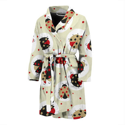 Ladybug Pattern Print Design 03 Men Bathrobe-JORJUNE.COM