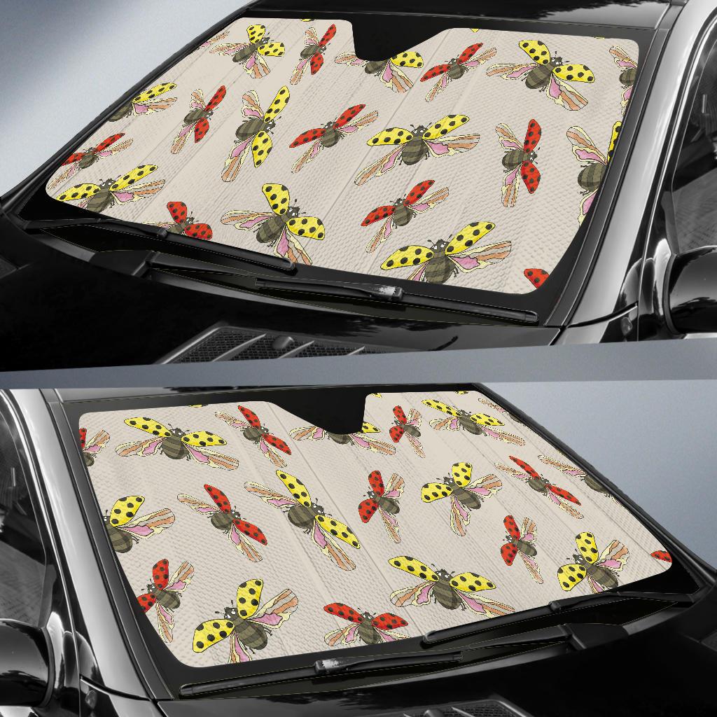 Ladybug Pattern Print Design 04 Car Sun Shades-JORJUNE.COM