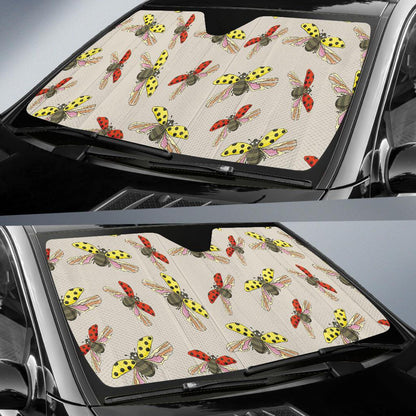 Ladybug Pattern Print Design 04 Car Sun Shades-JORJUNE.COM