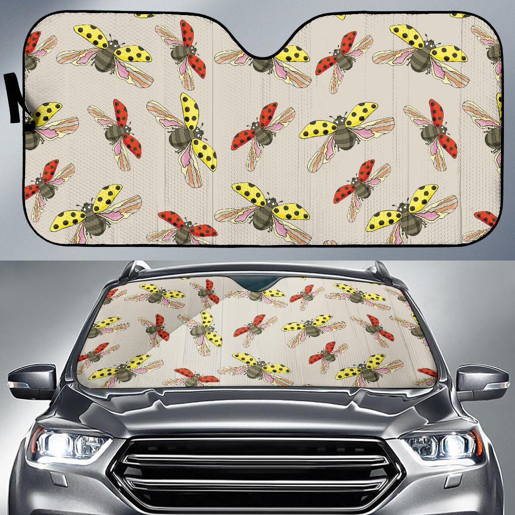 Ladybug Pattern Print Design 04 Car Sun Shades-JORJUNE.COM