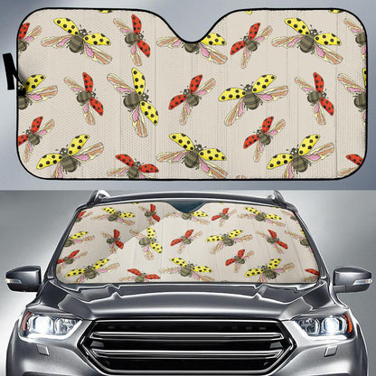 Ladybug Pattern Print Design 04 Car Sun Shades-JORJUNE.COM