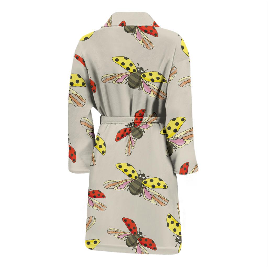 Ladybug Pattern Print Design 04 Men Bathrobe-JORJUNE.COM