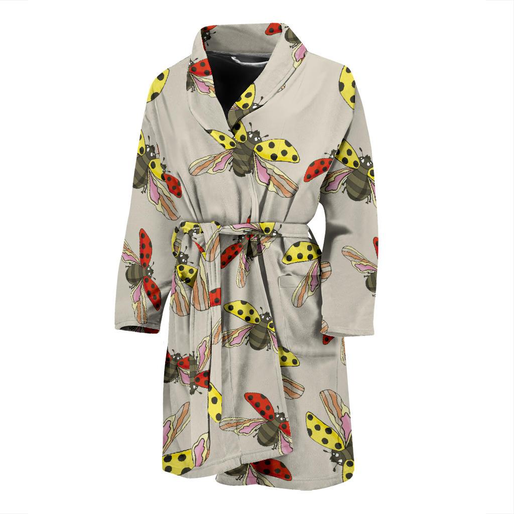 Ladybug Pattern Print Design 04 Men Bathrobe-JORJUNE.COM