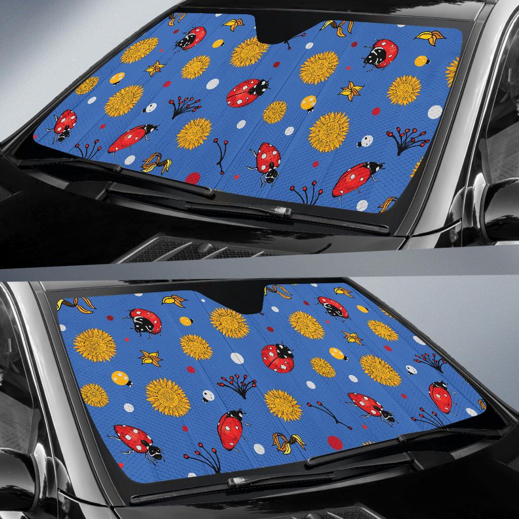 Ladybug Pattern Print Design 05 Car Sun Shades-JORJUNE.COM