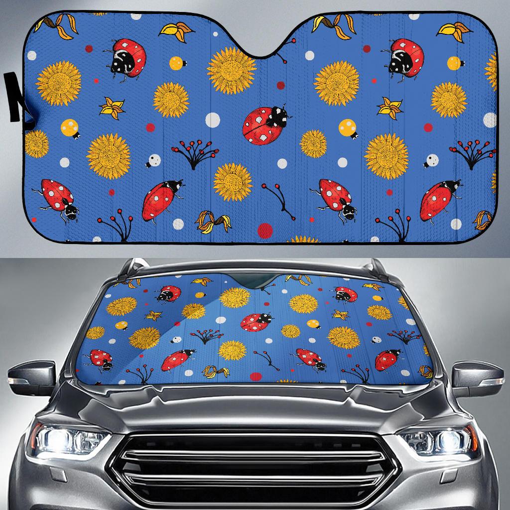 Ladybug Pattern Print Design 05 Car Sun Shades-JORJUNE.COM