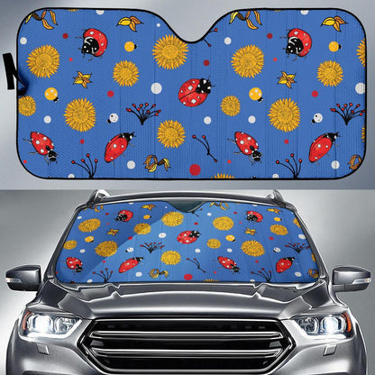 Ladybug Pattern Print Design 05 Car Sun Shades-JORJUNE.COM