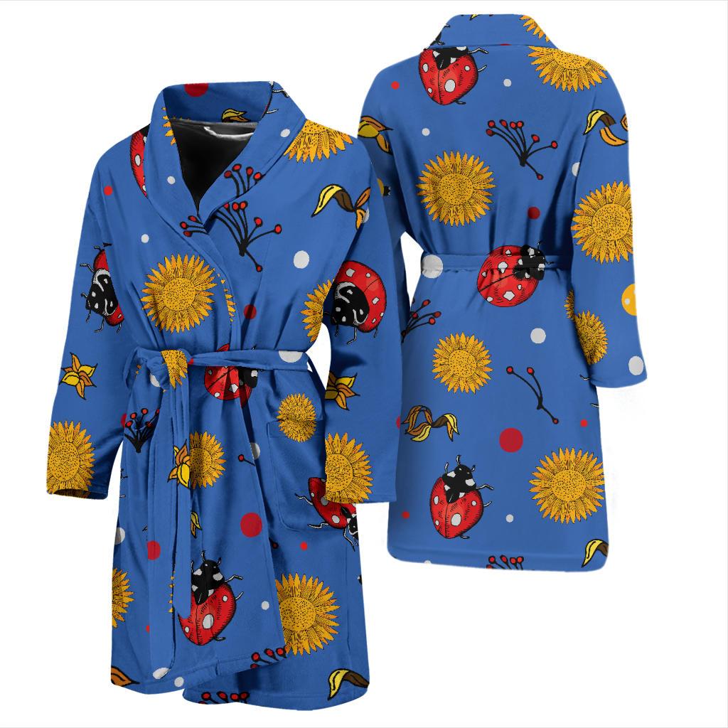 Ladybug Pattern Print Design 05 Men Bathrobe-JORJUNE.COM