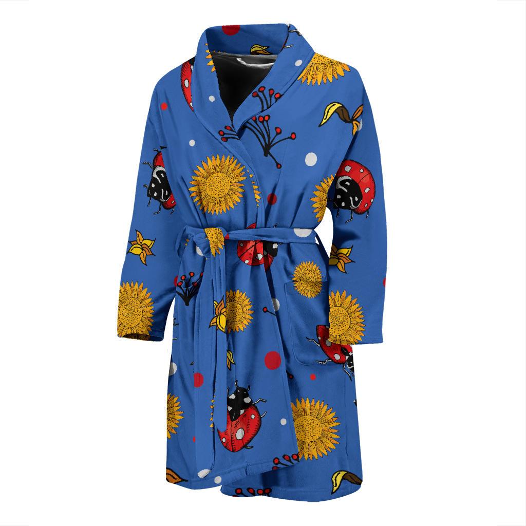 Ladybug Pattern Print Design 05 Men Bathrobe-JORJUNE.COM