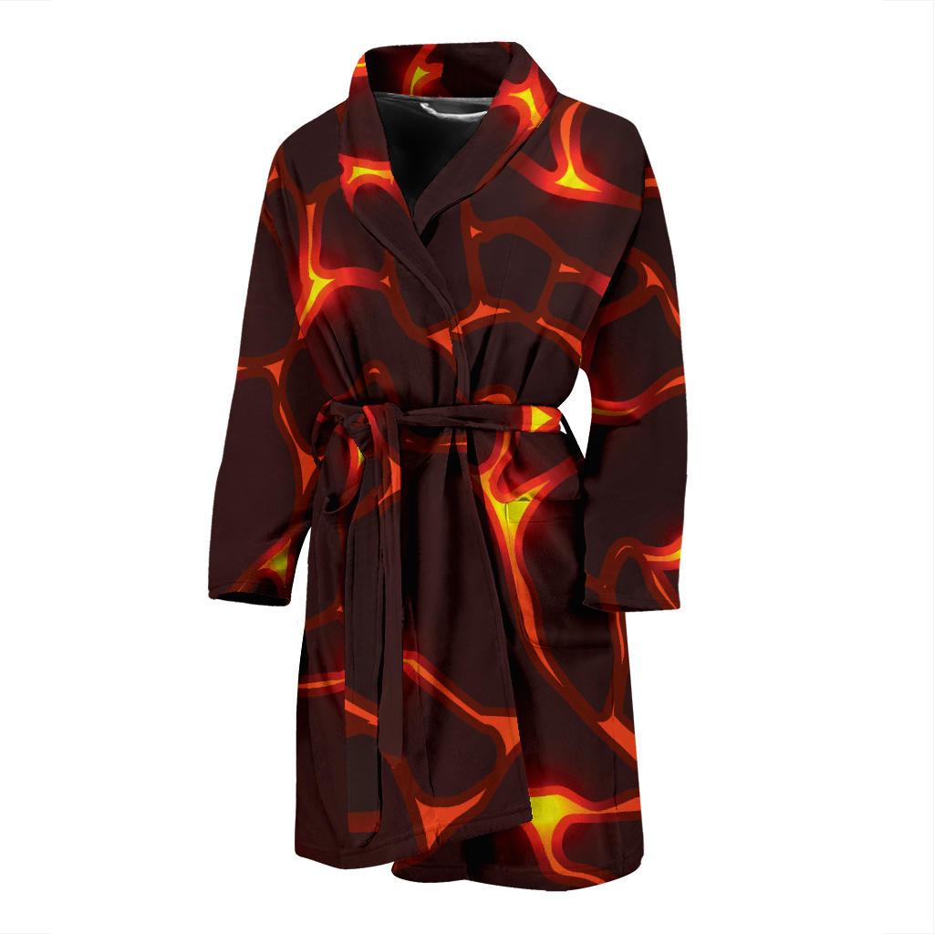 Lava Pattern Print Design 02 Men Bathrobe-JORJUNE.COM