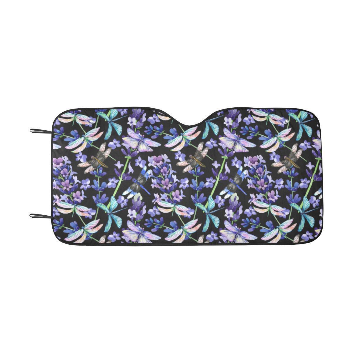 Lavender Dragonfly Pattern Print Design LV03 Car Sun Shade-JorJune