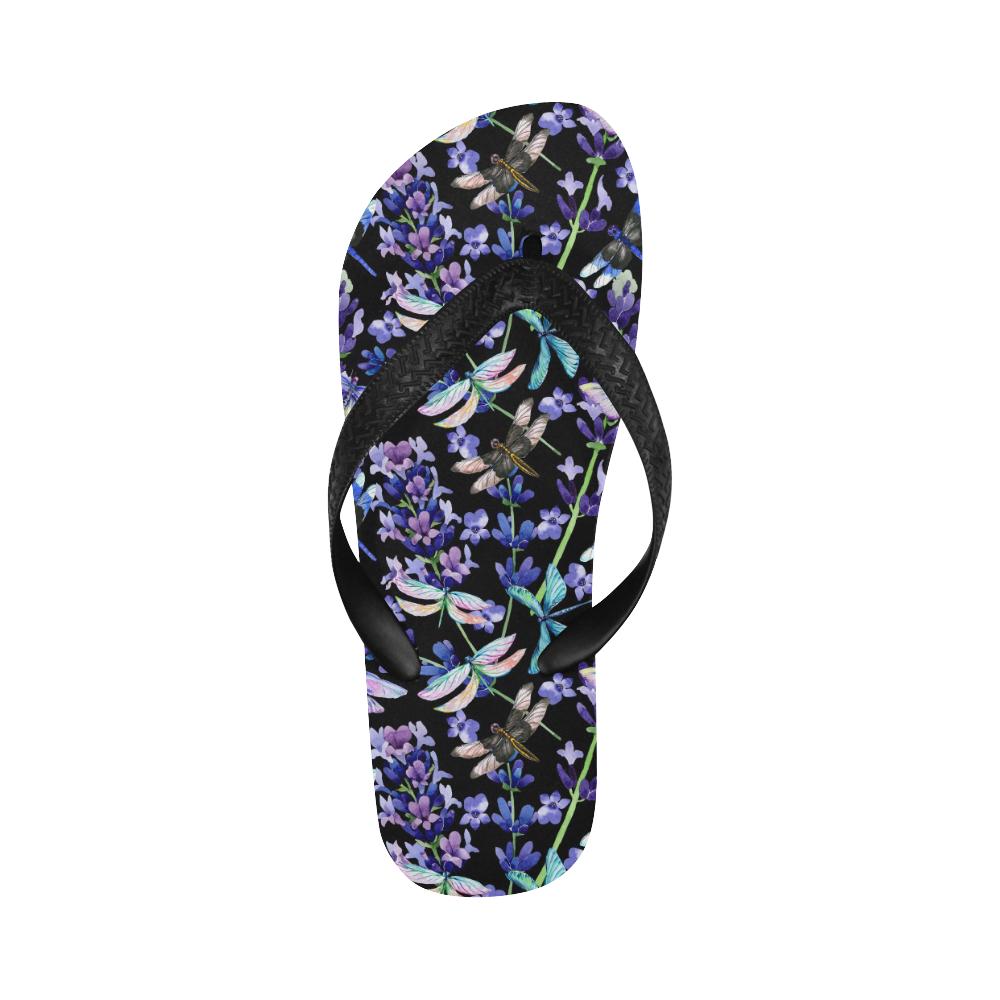 Lavender Dragonfly Pattern Print Design LV03 Flip Flops-JorJune