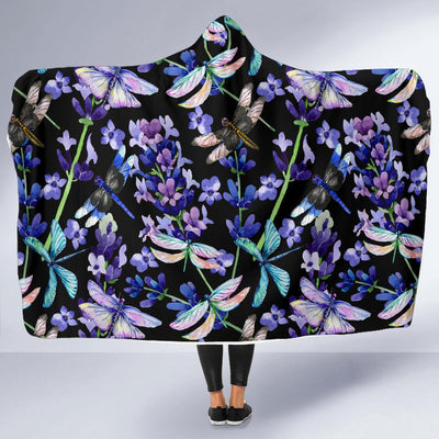 Lavender Dragonfly Pattern Print Design LV03 Hooded Blanket-JORJUNE.COM