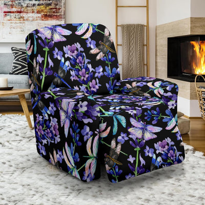 Lavender Dragonfly Pattern Print Design LV03 Recliner Slipcover-JORJUNE.COM