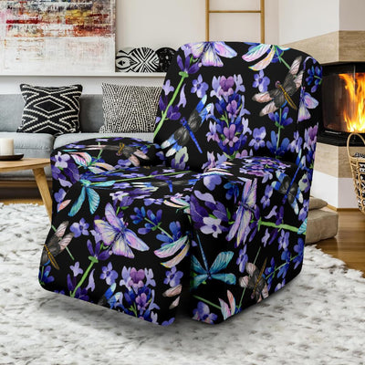 Lavender Dragonfly Pattern Print Design LV03 Recliner Slipcover-JORJUNE.COM