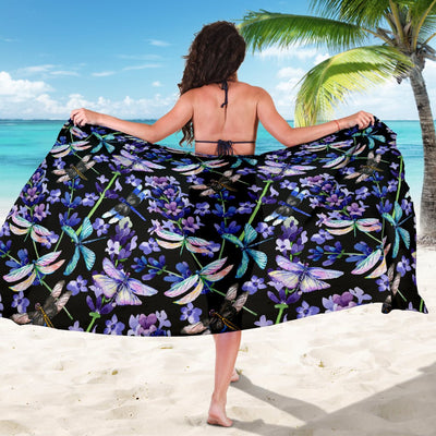 Lavender Dragonfly Pattern Print Design LV03 Sarong Pareo Wrap