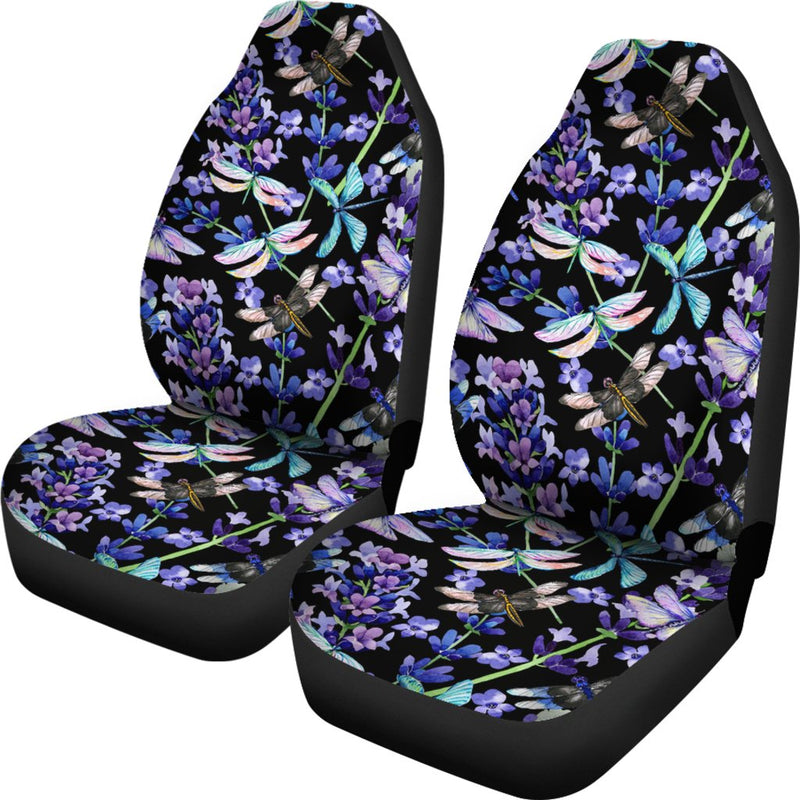 Lavender Dragonfly Pattern Print Design LV03 Universal Fit Car Seat Covers-JorJune